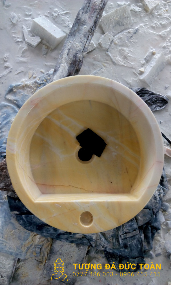 Lavabo Đá Hình Tròn Mỹ Nghệ Nguyên Khối