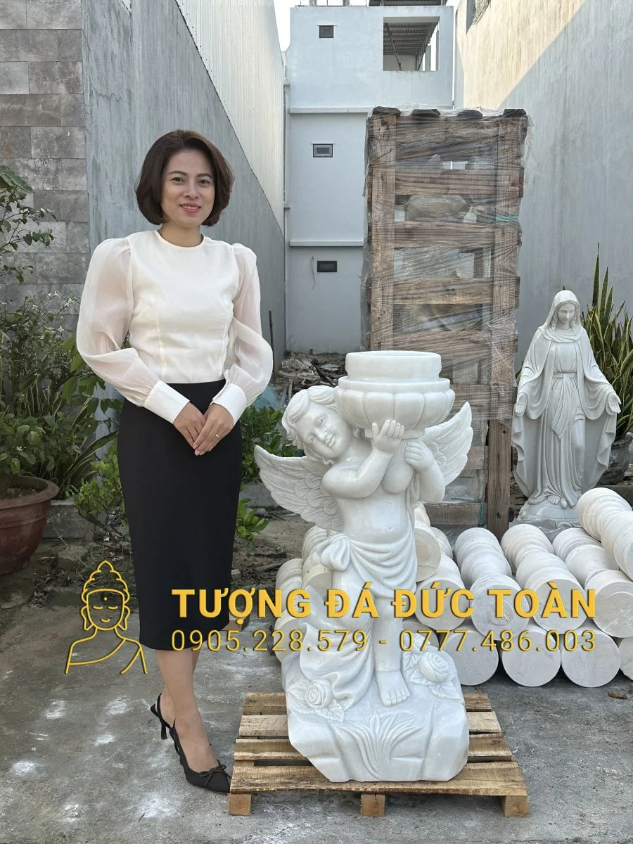 Tượng Thiên Thần Đá Cẩm Thạch cao 1,2m – 01