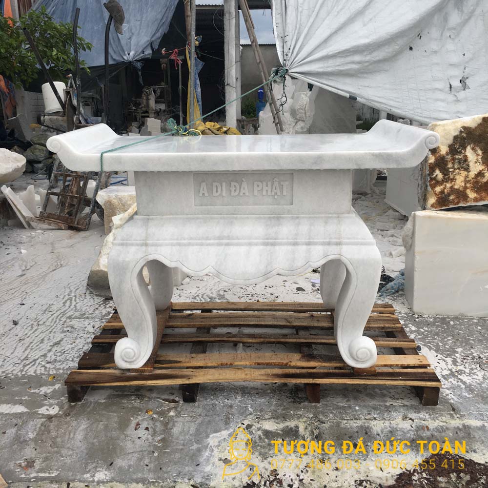 Bàn Thờ Đá Cẩm Thạch Trắng Nguyên Khối