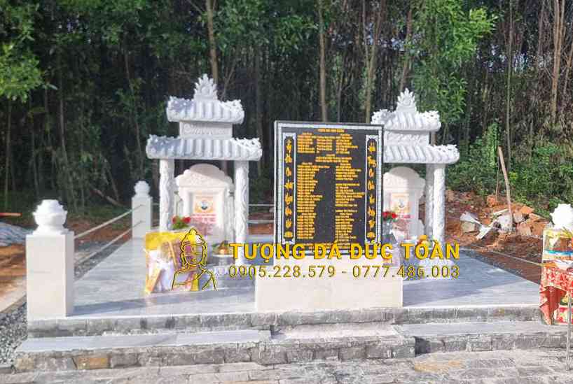 HOÀN THIỆN BỘ ĐÔI LĂNG MỘ TRÊN NỀN ĐÁ CẨM THẠCH XÁM LMD_24