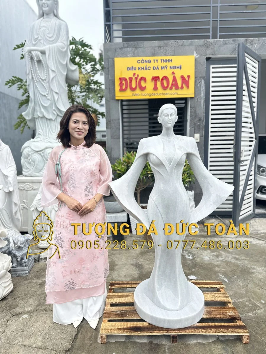 TƯỢNG CÔ GÁI NGHỆ THUẬT BẰNG ĐÁ CAO 1,55M