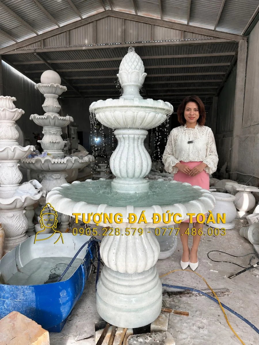 ĐÀI PHUN NƯỚC 2 TẦNG BẰNG ĐÁ SIÊU ĐẸP CAO 1,8M