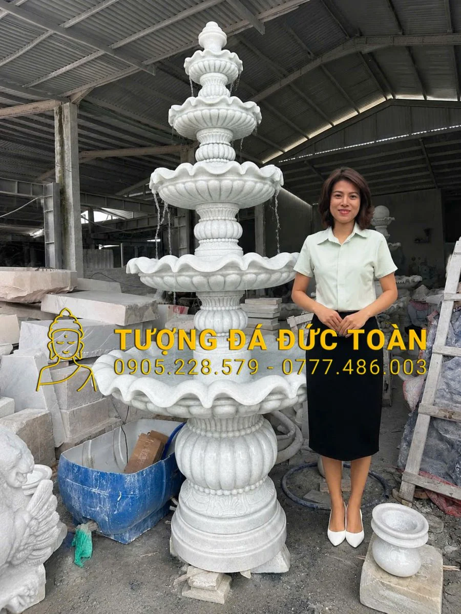 MẪU ĐÀI PHUN NƯỚC BẰNG ĐÁ ĐƠN GIẢN 5 TẦNG CAO 2,5M