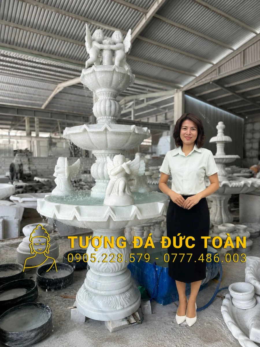 MẪU ĐÀI PHUN NƯỚC THIÊN THẦN BẰNG ĐÁ ĐẸP 2,5M GIAO VỀ HÀ NỘI