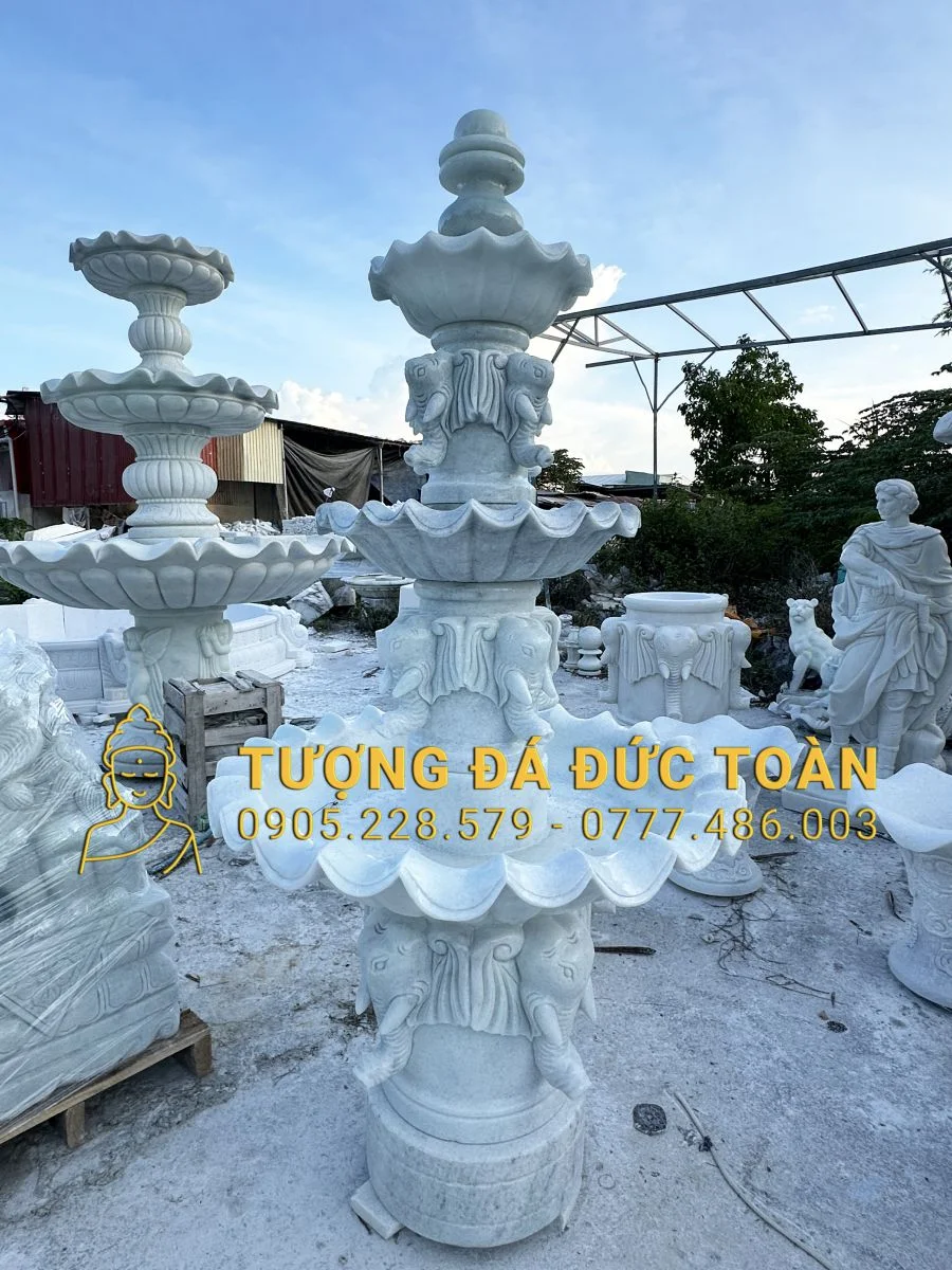 MẪU ĐÀI PHUN NƯỚC BẰNG ĐÁ HỌA TIẾT TƯỢNG VOI PHUN NƯỚC