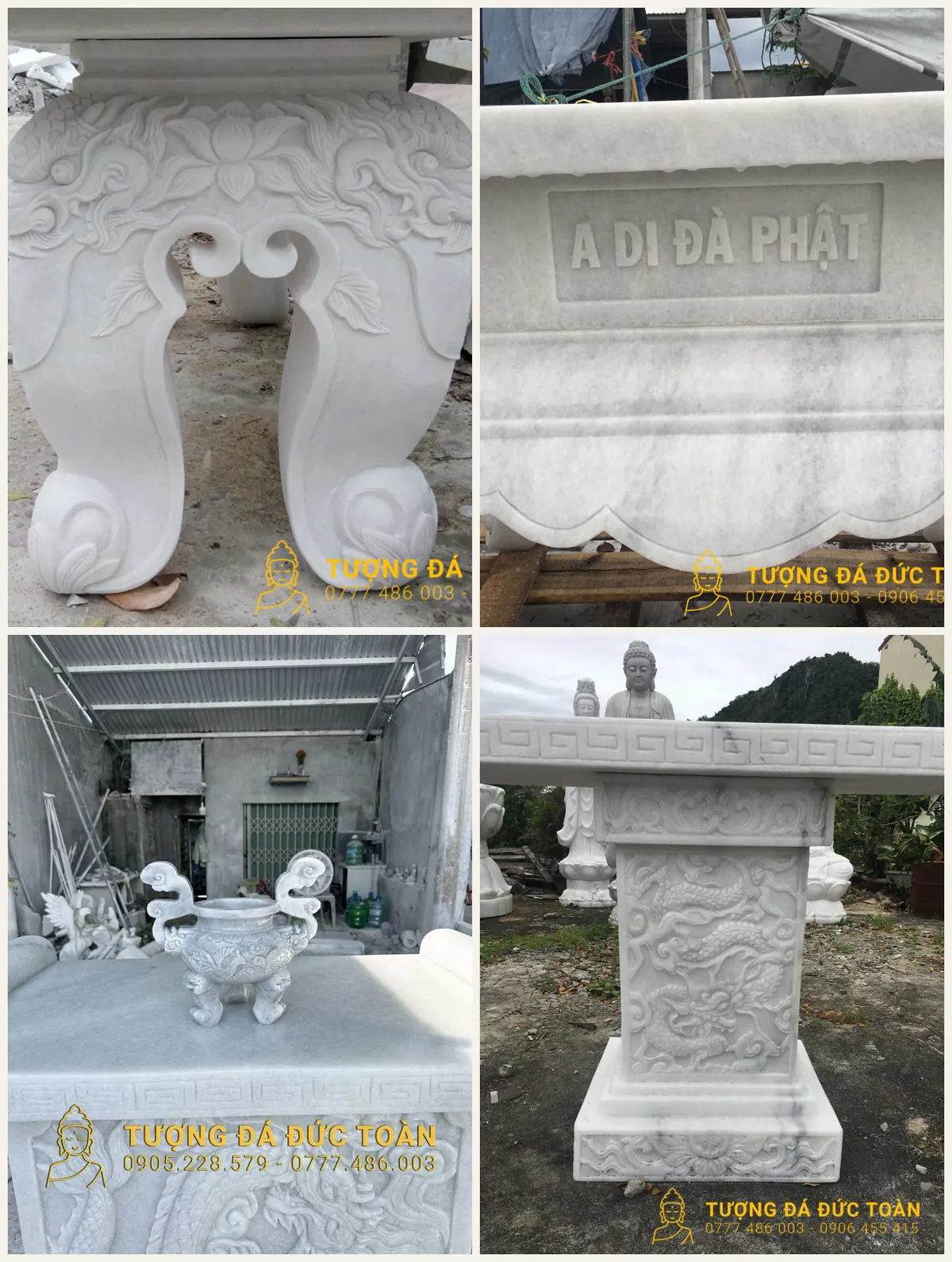 Chi tiết chạm khắc trên bàn thờ đá