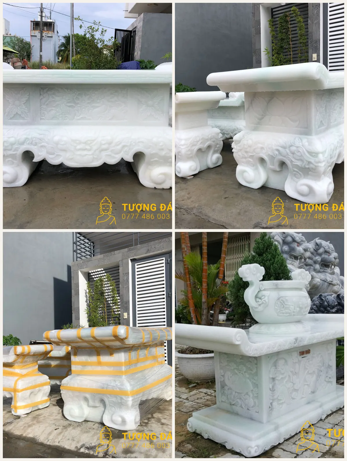 Bàn thờ đá đã lắp đặt tại sân nhà