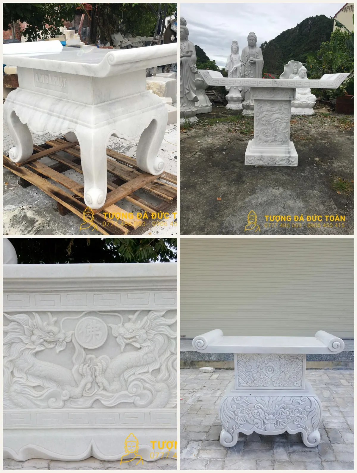 Các kiểu bàn thờ đá chân quỳ, chân trụ và dạng hộp