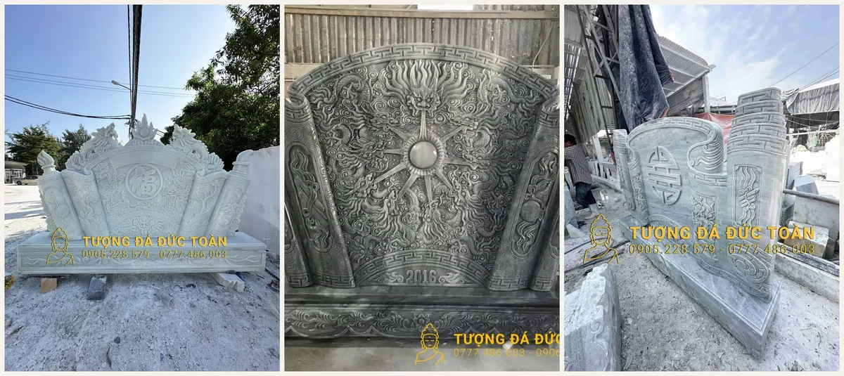 Chất liệu cuốn thư đá và bình phong đá cẩm thạch