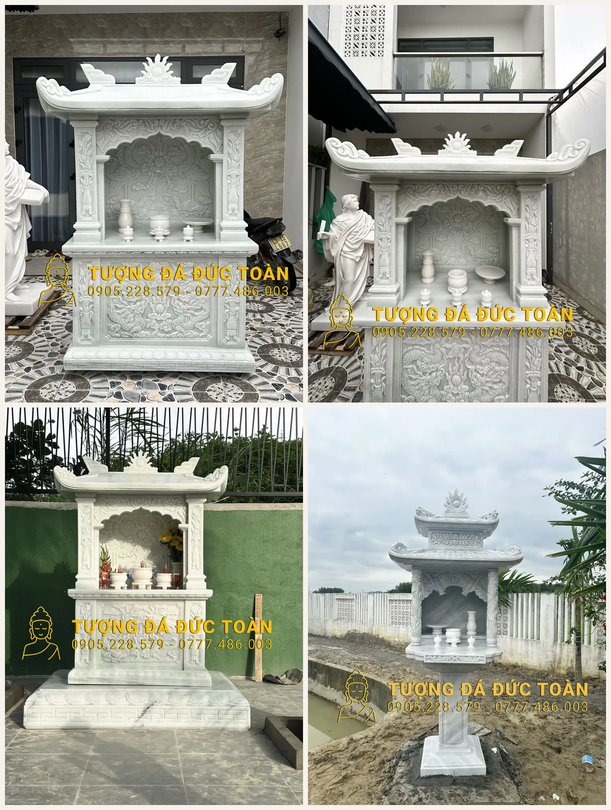 Khóm thờ đá lắp đặt tại sân nhà