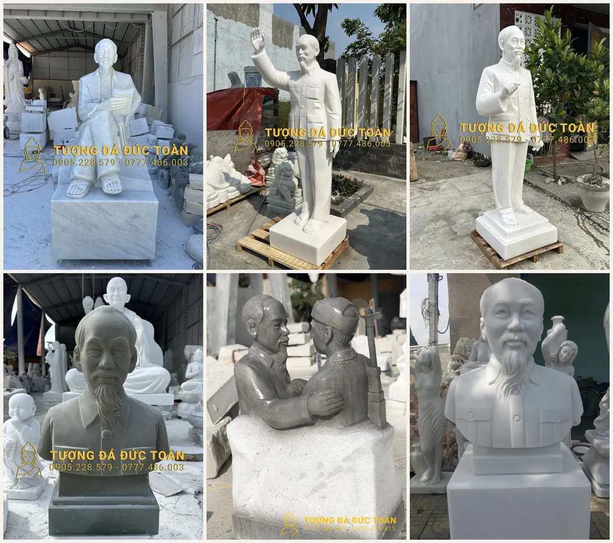 Tượng Bác Hồ bằng đá nhiều dáng và màu đá