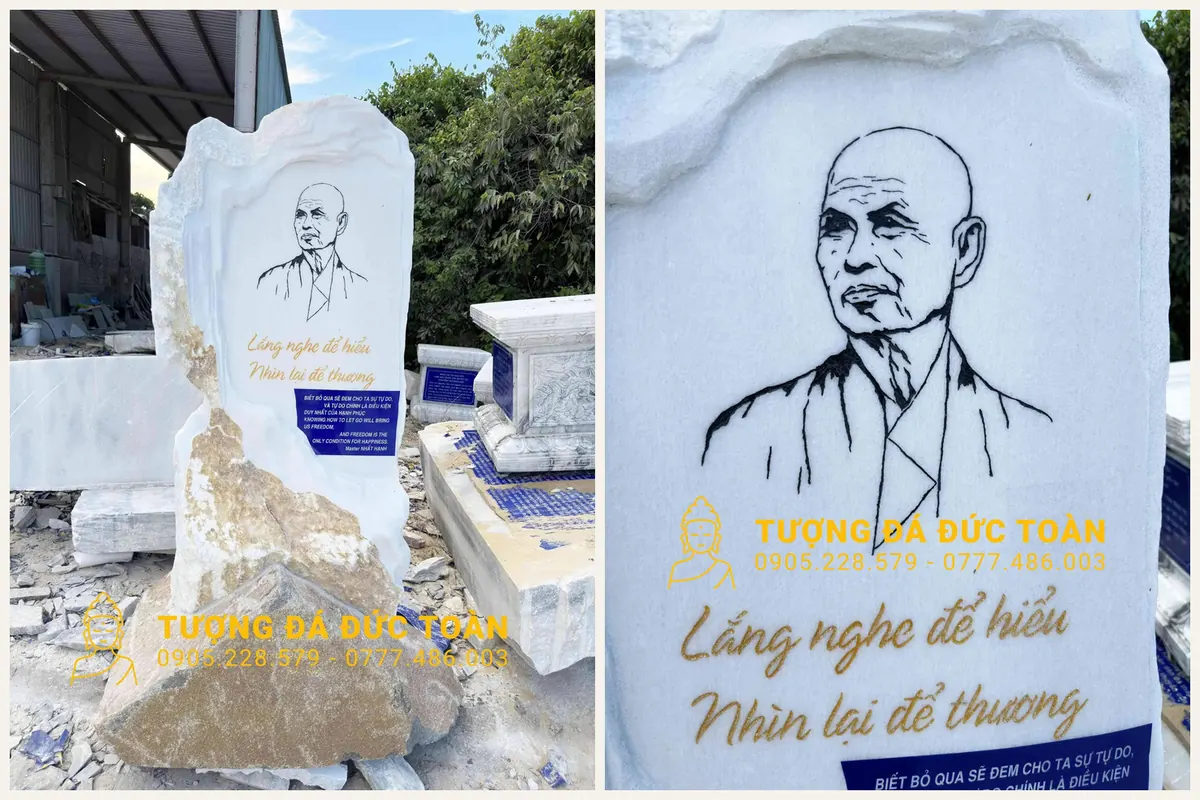 Chế tác chân dung khắc trên đá tại xưởng Đức Toàn