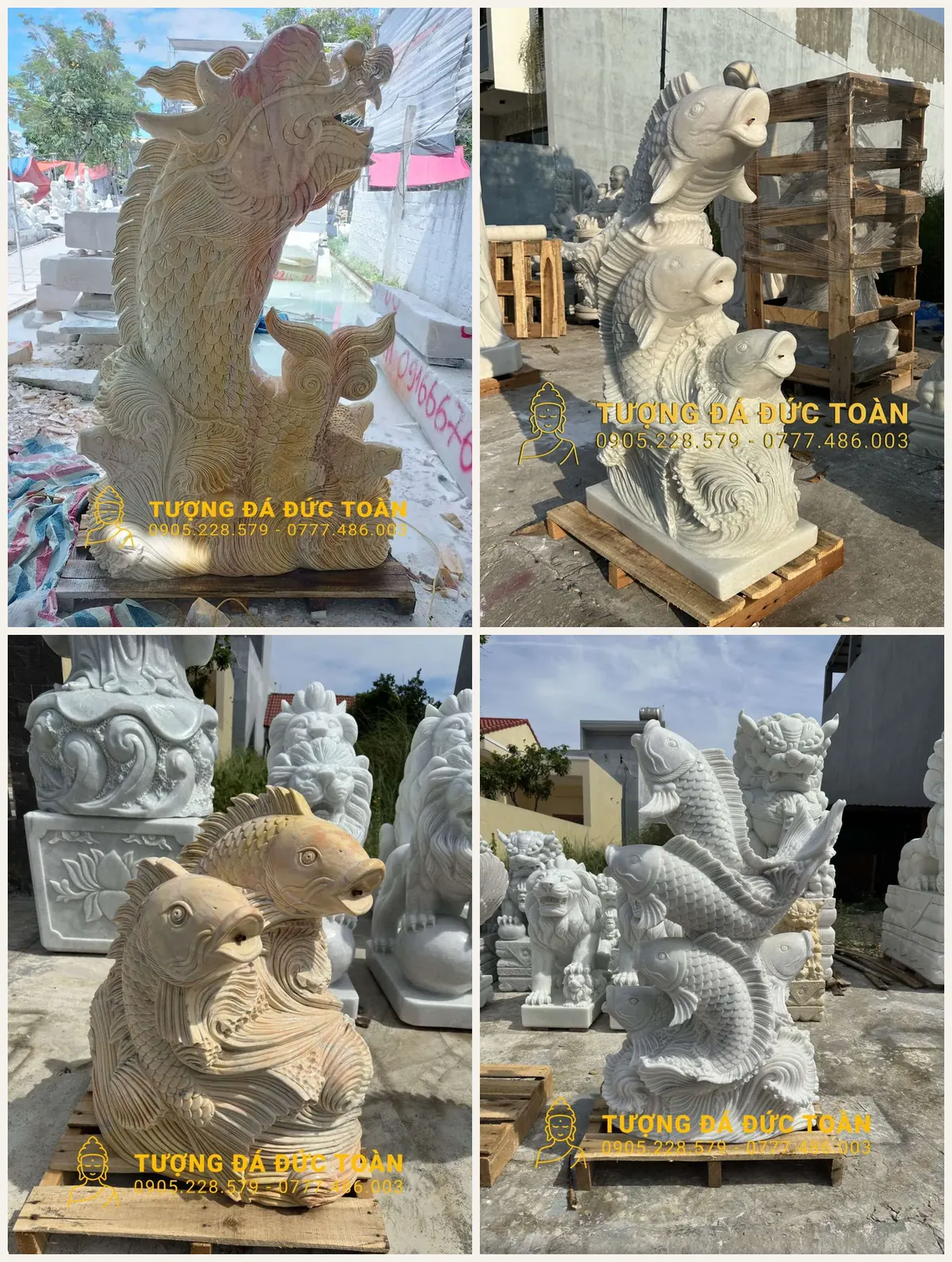 Các kiểu dáng tượng cá chép đá