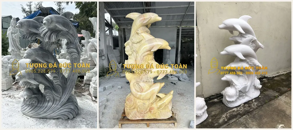 Màu đá làm tượng cá heo