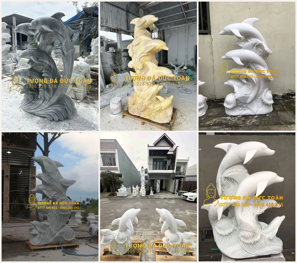 Tượng cá heo bằng đá tại Đức Toàn