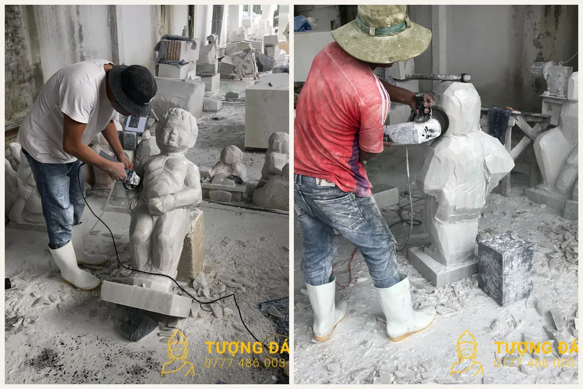 Chế tác tượng cậu bé đứng tè tại xưởng