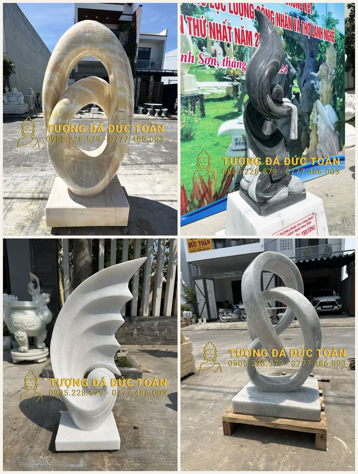 Tượng đá nghệ thuật nhiều dáng và màu đá