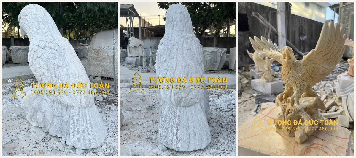 Chế tác tượng đại bàng đá tại xưởng