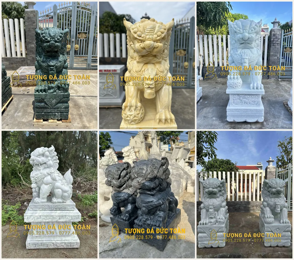 Bộ sưu tập kỳ lân đá nhiều màu đá tại xưởng Đức Toàn